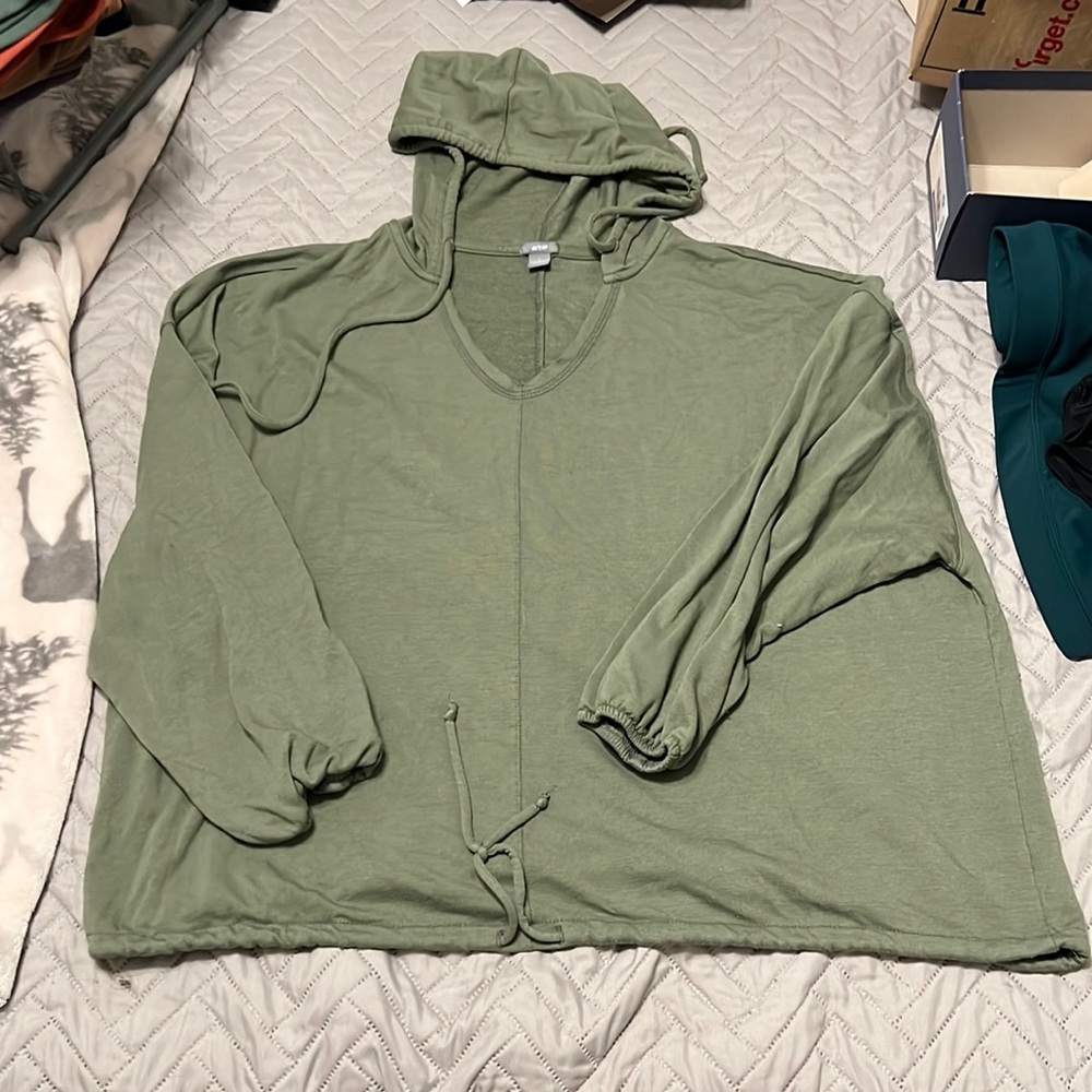 Aerie Hooded Pullover Army Green Size Large